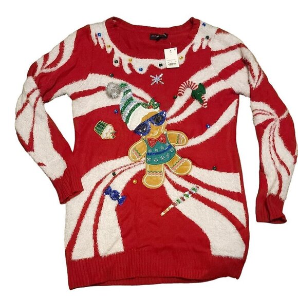 33 Degrees Gingerbread Man Christmas Sweater Size L - Picture 1 of 9